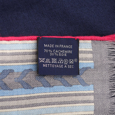 エルメス HERMES レクタングル マリン×シエル×フューシャ カシミヤ シルク ストール 【Et Gris Gris/エ グリグリ】