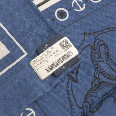 エルメス HERMES カレ140 カレジェアン マリンクレール×ホワイト カシミヤ シルク ストール 新品 未使用 【船乗りのタトゥー】