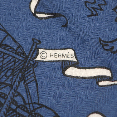 エルメス HERMES カレ140 カレジェアン マリンクレール×ホワイト カシミヤ シルク ストール 新品 未使用 【船乗りのタトゥー】