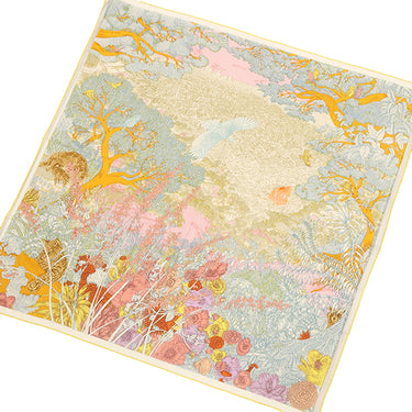 エルメス HERMES カレ140 カレジェアン ヴェール×ジョーヌ×ローズ カシミヤ シルク ストール 新品 未使用 【RETOUR A LA NATURE/自然回帰】