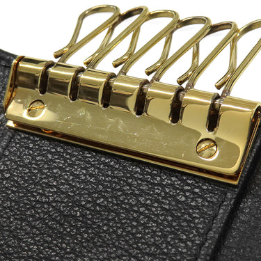 シャネル CHANEL カメリア ココマーク ブラック レザー キーケース ゴールド金具 黒 鍵入れ 6連 6本