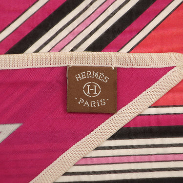 エルメス HERMES カレ90 トライアングル ジェアン ピンク×マルチカラー シルク ストール 【COUVERTURES ET TENUES/馬着】