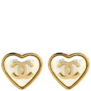 シャネル CHANEL ココマーク ハートモチーフ ホワイト×ゴールド GP フェイクパール イヤリング CCマーク クリップ