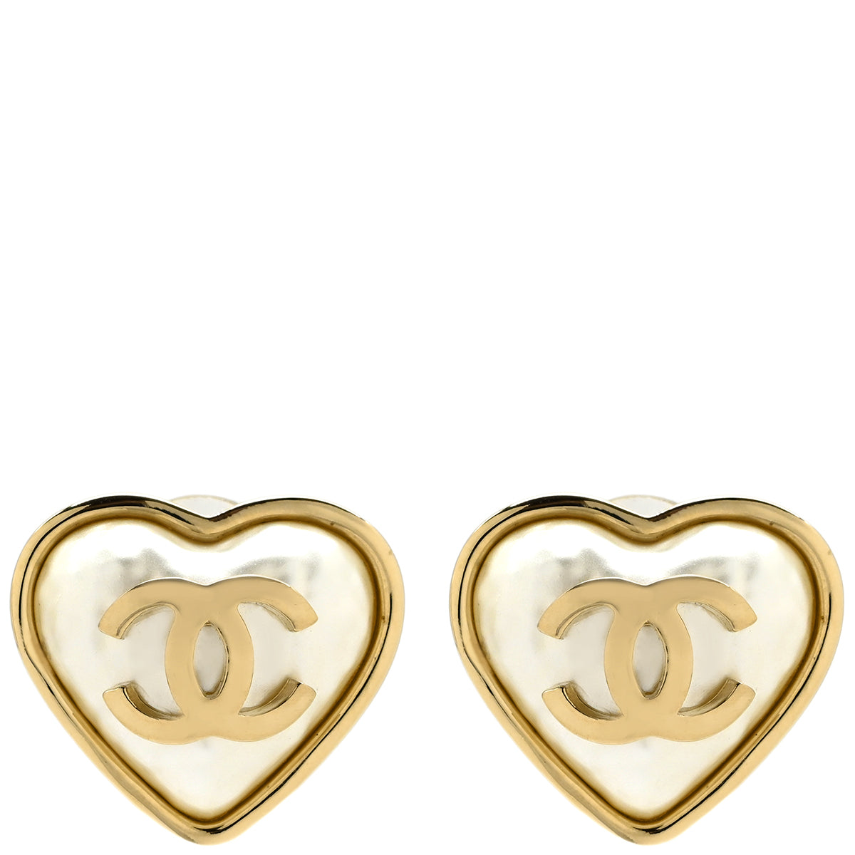 シャネル CHANEL ココマーク ハートモチーフ ホワイト×ゴールド GP 