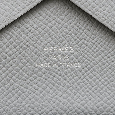 エルメス HERMES カルヴィ デュオ ブルーグラシエ ヴォーエプソン カードケース シルバー金具 新品 未使用 フラグメントケース 2025年製