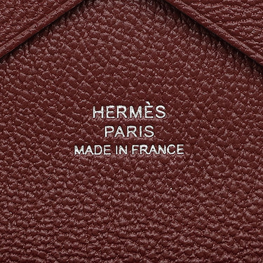 エルメス HERMES カルヴィ デュオ ルージュアッシュ シェブルミゾル カードケース シルバー金具 赤 フラグメントケース 2024年製