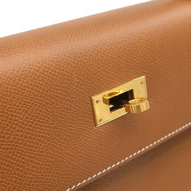 エルメス HERMES ケリー 32 外縫い ゴールド クシュベル ハンドバッグ ゴールド金具 茶 ハンドバッグ 鍵・カデナ・ストラップ欠品