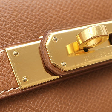 エルメス HERMES ケリー 32 外縫い ゴールド クシュベル ハンドバッグ ゴールド金具 茶 ハンドバッグ 鍵・カデナ・ストラップ欠品