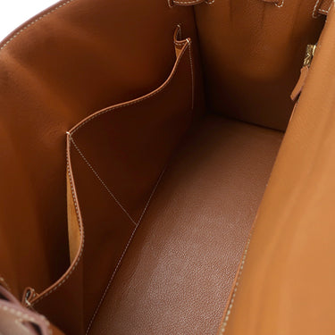 エルメス HERMES ケリー 32 外縫い ゴールド クシュベル ハンドバッグ ゴールド金具 茶 ハンドバッグ 鍵・カデナ・ストラップ欠品