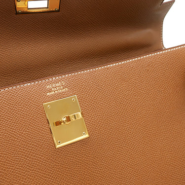 エルメス HERMES ケリー 32 外縫い ゴールド クシュベル ハンドバッグ ゴールド金具 茶 ハンドバッグ 鍵・カデナ・ストラップ欠品