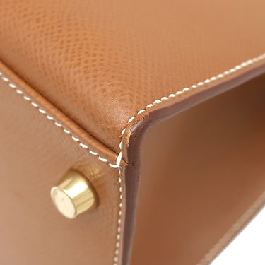 エルメス HERMES ケリー 32 外縫い ゴールド クシュベル ハンドバッグ ゴールド金具 茶 ハンドバッグ 鍵・カデナ・ストラップ欠品