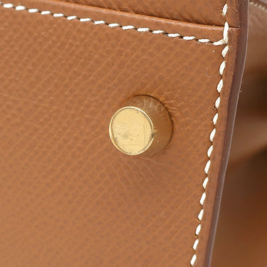 エルメス HERMES ケリー 32 外縫い ゴールド クシュベル ハンドバッグ ゴールド金具 茶 ハンドバッグ 鍵・カデナ・ストラップ欠品