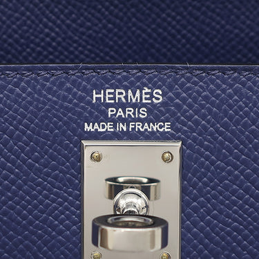 エルメス HERMES ケリー25 外縫い トリコロール ブルーサフィール×ブルーフランス×ブラック ヴォーエプソン 2WAYバッグ シルバー金具 紺 青 黒