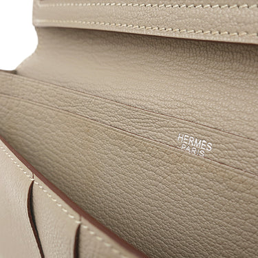 エルメス HERMES ベアンスフレ ヴェルソ ピンク×トゥルティエールグレー シェーブル 長財布 シルバー金具 バイカラー 二つ折り財布