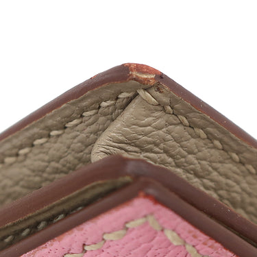 エルメス HERMES ベアンスフレ ヴェルソ ピンク×トゥルティエールグレー シェーブル 長財布 シルバー金具 バイカラー 二つ折り財布