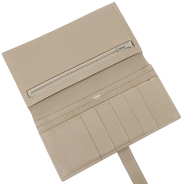 エルメス HERMES ベアンスフレ ヴェルソ ピンク×トゥルティエールグレー シェーブル 長財布 シルバー金具 バイカラー 二つ折り財布