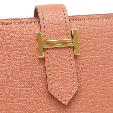 エルメス HERMES ベアンスフレ ローズティー シェブルミゾル 長財布 ゴールド金具 二つ折り財布