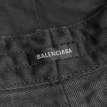バレンシアガ BALENCIAGA ロゴタグ バケットハット ブラック コットン 14037 帽子 黒 帽子 ヴィンテージ加工