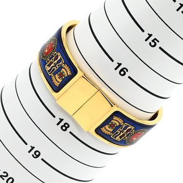 エルメス HERMES クリッククラック エマイユ GM ブルーXマルチカラー GP 七宝焼き ブレスレット ゴールド金具 ブルー 赤 青 金 バングル