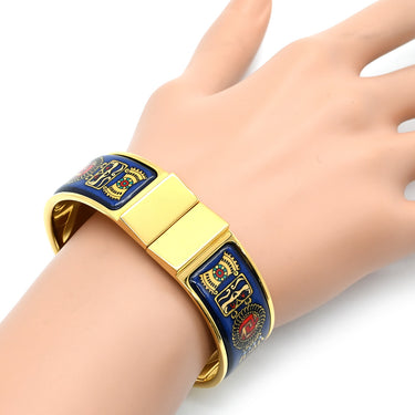 エルメス HERMES クリッククラック エマイユ GM ブルーXマルチカラー GP 七宝焼き ブレスレット ゴールド金具 ブルー 赤 青 金 バングル
