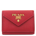 プラダ PRADA サフィアーノ メタルロゴ 1MH021 レッド レザー 三つ折り財布 ゴールド金具 コンパクトウォレット 赤