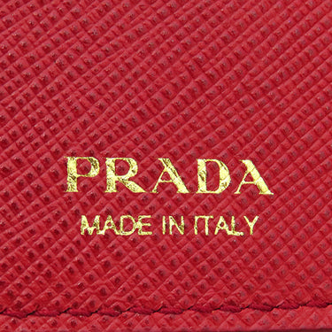 プラダ PRADA サフィアーノ メタルロゴ 1MH021 レッド レザー 三つ折り財布 ゴールド金具 コンパクトウォレット 赤