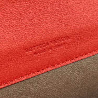 ボッテガヴェネタ BOTTEGA VENETA イントレチャート コンチネンタル ウォレット ブラウン×レッド レザー 長財布 ガンメタル金具 茶 二つ折り