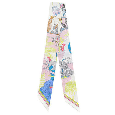 エルメス HERMES ツイリー ホワイト×マルチカラー シルク スカーフ 【PRECIOUS PARADISE/プレシャス パラダイス】