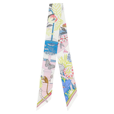 エルメス HERMES ツイリー ホワイト×マルチカラー シルク スカーフ 【PRECIOUS PARADISE/プレシャス パラダイス】