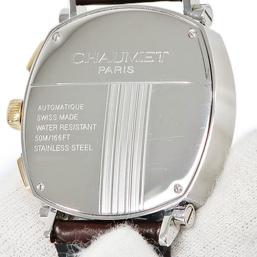 腕時計 ショーメ CHAUMET ダンディ XL クロノグラフ W11790-30V 自動巻き メンズ K18PG×SS コンビ シルバー スモールセコンド