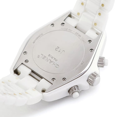 腕時計 シャネル CHANEL J12 クロノグラフ 41mm H2009 自動巻き メンズ OH済 純正ダイヤ ホワイトセラミック 白 デイト