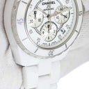 腕時計 シャネル CHANEL J12 クロノグラフ 41mm H2009 自動巻き メンズ OH済 純正ダイヤ ホワイトセラミック 白 デイト