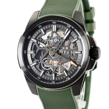 腕時計 ノルケイン NORQAIN インディペンデンス スケルトン 40MM N3008.07B01.G01.R01 自動巻き メンズ 新品同様 ブラック DLC加工
