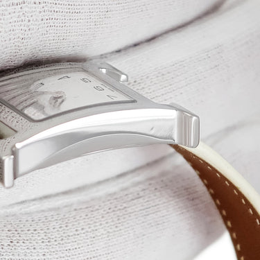 腕時計 エルメス HERMES Hウォッチ PM HH1.210 クオーツ レディース ホワイト H型 スクエア アラビア ギョウシェ