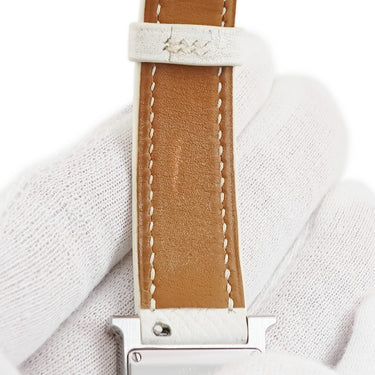 腕時計 エルメス HERMES Hウォッチ PM HH1.210 クオーツ レディース ホワイト H型 スクエア アラビア ギョウシェ