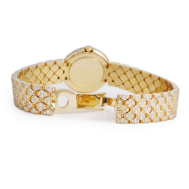 腕時計 ロレックス ROLEX チェリーニ 6221/8 K番 クオーツ レディース メーカーOH済 K番 K18YG無垢 純正ダイヤ ホワイト シェル