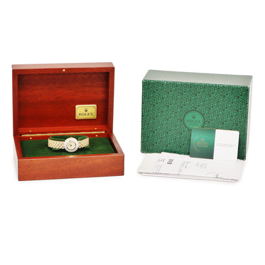 腕時計 ロレックス ROLEX チェリーニ 6221/8 K番 クオーツ レディース メーカーOH済 K番 K18YG無垢 純正ダイヤ ホワイト シェル