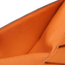 エルメス HERMES ベアンデュプリ オレンジ シェーブル 長財布 ゴールド金具 三つ折り財布 補修跡有
