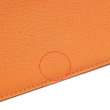 エルメス HERMES ベアンデュプリ オレンジ シェーブル 長財布 ゴールド金具 三つ折り財布 補修跡有