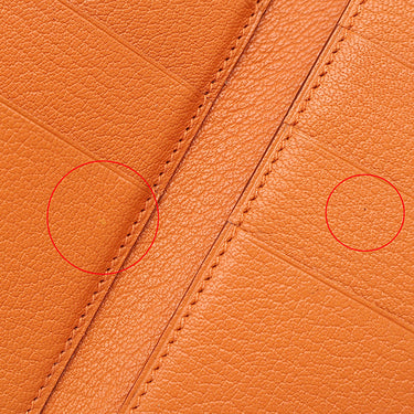 エルメス HERMES ベアンデュプリ オレンジ シェーブル 長財布 ゴールド金具 三つ折り財布 補修跡有