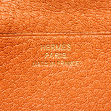 エルメス HERMES ベアンデュプリ オレンジ シェーブル 長財布 ゴールド金具 三つ折り財布 補修跡有