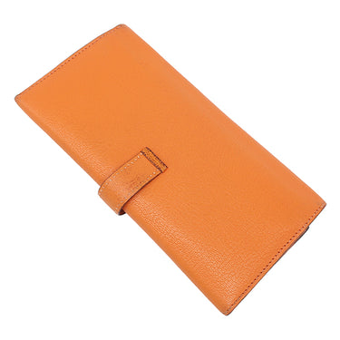 エルメス HERMES ベアンデュプリ オレンジ シェーブル 長財布 ゴールド金具 三つ折り財布 補修跡有
