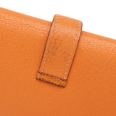 エルメス HERMES ベアンデュプリ オレンジ シェーブル 長財布 ゴールド金具 三つ折り財布 補修跡有
