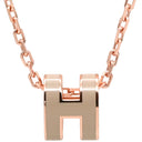 エルメス HERMES ポップアッシュ ミニ ペンダント マロングラッセ×ローズゴールド GP ラッカー ネックレス PG金具 Hモチーフ 新品 未使用
