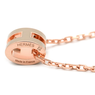 エルメス HERMES ポップアッシュ ミニ ペンダント マロングラッセ×ローズゴールド GP ラッカー ネックレス PG金具 Hモチーフ 新品 未使用
