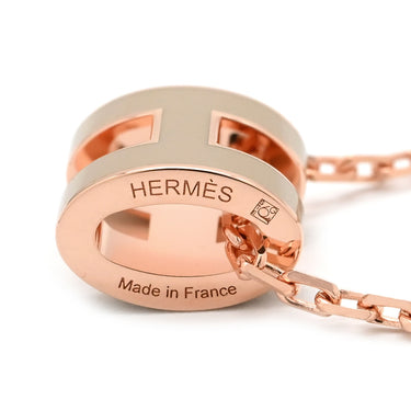 エルメス HERMES ポップアッシュ ミニ ペンダント マロングラッセ×ローズゴールド GP ラッカー ネックレス PG金具 Hモチーフ 新品 未使用
