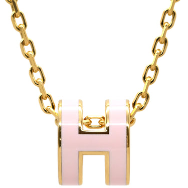 エルメス HERMES ポップアッシュ ミニ ペンダント ローズドラジェ×ゴールド GP ラッカー ネックレス Hモチーフ 新品 未使用 ピンク