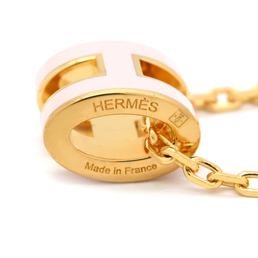 エルメス HERMES ポップアッシュ ミニ ペンダント ローズドラジェ×ゴールド GP ラッカー ネックレス Hモチーフ 新品 未使用 ピンク