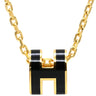 エルメス HERMES ポップアッシュ ミニ ペンダント ブラック×ゴールド GP ラッカー ネックレス Hモチーフ 黒 新品 未使用