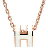 エルメス HERMES ポップアッシュ ミニ ペンダント ホワイトXローズゴールド GP ラッカー ネックレス ピンクゴールド金具 白 Hモチーフ